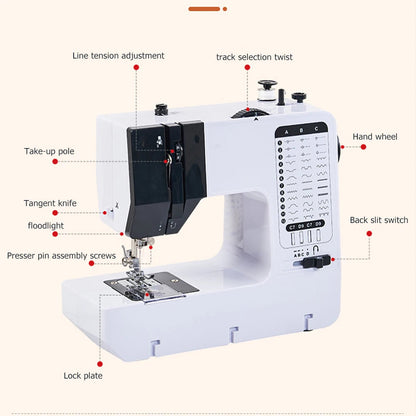 Machine à Coudre Portable pour Débutants - Kit de Réparation Électrique pour Maison avec 12 Points, Pédale, Couleur Blanche BLACKBEARD OUTDOOR INDUSTRIES