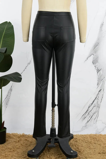 Pantalon Femme Taille Haute Slim – Effet Cuir PU Brillant – Coupe Skinny Style Européen - BLACKBEARD OUTDOOR INDUSTRIES