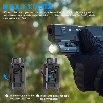 TrustFire GM35 – Lampe Tactique LED 850 Lumens | Rechargeable USB-C | Rail Picatinny / Glock 1913 | Pour Pistolet & Armes Courtes Ma boutique