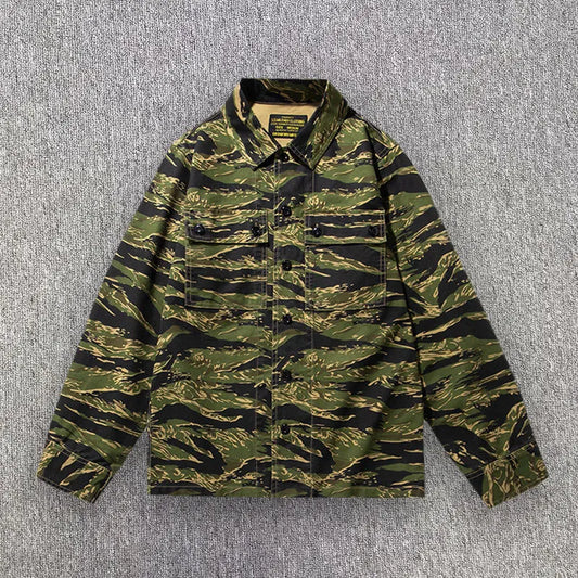 Chemise Camouflage Homme – Style Rayures Tigre | Manches Longues | Multi-poches | Casual & Workwear - BLACKBEARD OUTDOOR INDUSTRIES