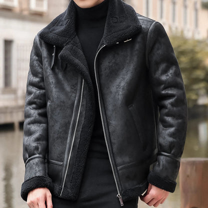 Veste en Cuir PU pour Homme avec Doublure en Cachemire – Manteau en Cuir Motard d'Hiver Épais et Chaud pour Hommes BLACKBEARD OUTDOOR INDUSTRIES