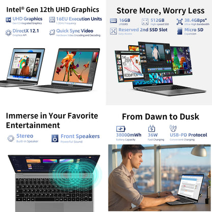 Teclast F16 Pro 15.6" FHD IPS | Intel N95 | 16GB DDR4 RAM | 512GB SSD | Windows 11 Pro - BLACKBEARD OUTDOOR INDUSTRIES