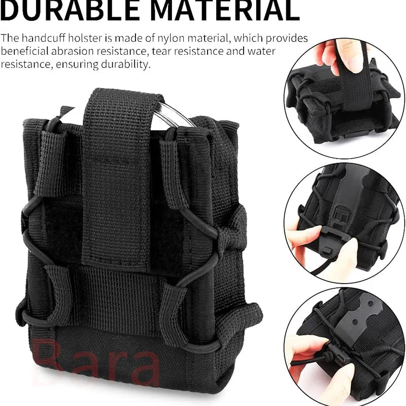 Pochette Tactique pour Menottes Ouvertes avec Clip et Sangle – Étui de Ceinture pour Menottes Asp, Menottes à Charnière, Menottes à Chaîne et Menottes Rigides Pliantes - BLACKBEARD OUTDOOR INDUSTRIES