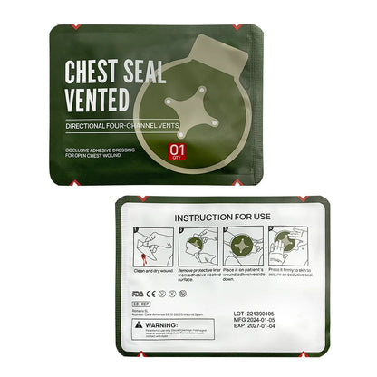 Pansement de Scellement pour Torse Tactique avec 4 Orifices (Vented) - Soins Trauma pour Patch Médical de Scellement Thoracique IFAK BLACKBEARD OUTDOOR INDUSTRIES