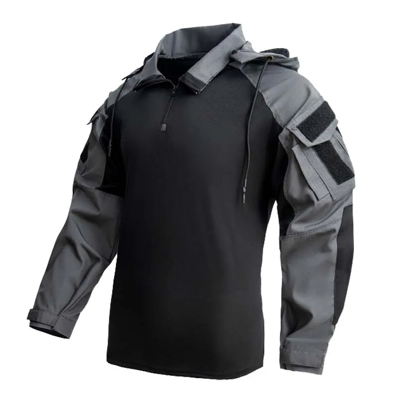 Chemise tactique unisexe manches longues – T-shirt respirant à capuche camouflage pour chasse, entraînement et paintball - BLACKBEARD OUTDOOR INDUSTRIES