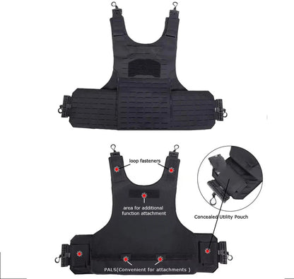 Gilet Tactique YAKEDA en Nylon – Gilet de Chasse avec Libération Rapide et Système PALS Découpé au Laser, Dos Extensible et Résistant à l'Usure BLACKBEARD OUTDOOR INDUSTRIES