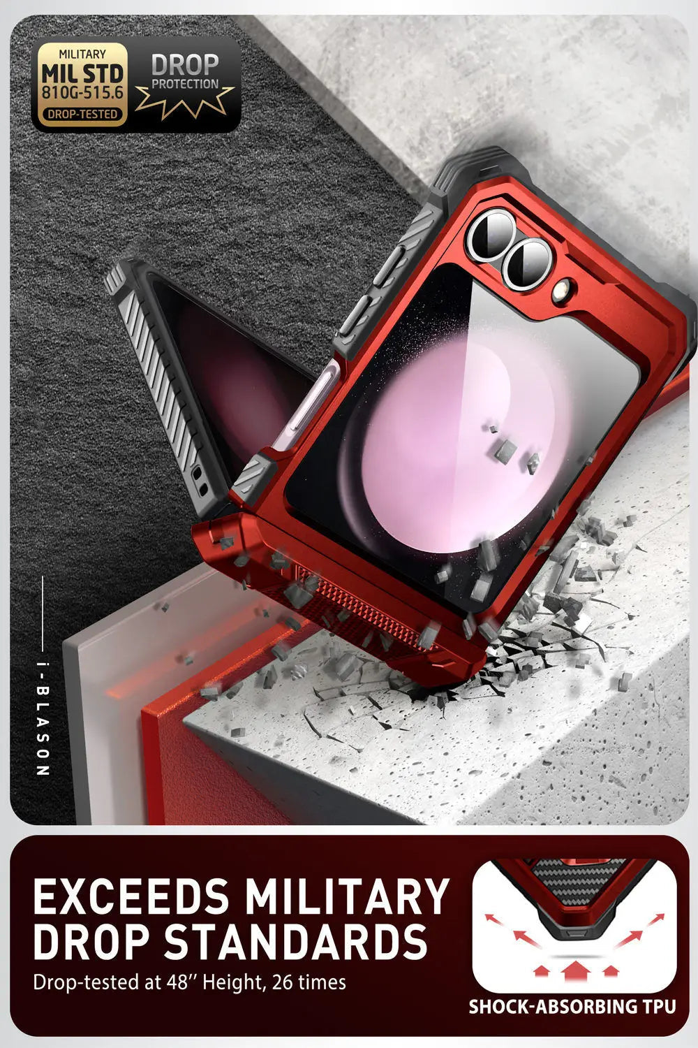 I-BLASON For Samsung Galaxy Z Flip 7 FE/6/5 Case Armorbox Full-Body Military Protection Phone Case with Screen Protector & Stand BLACKBEARD OUTDOOR INDUSTRIES