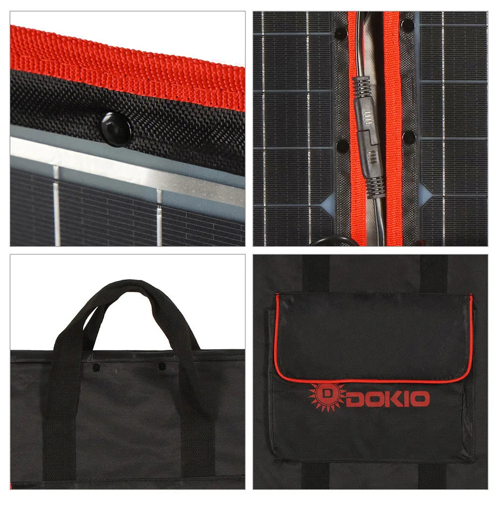 Dokio 100W Panneau Solaire Flexible et Pliant 18V avec Kit Contrôleur 12V – Idéal pour Camping, Voyage et VR - BLACKBEARD OUTDOOR INDUSTRIES
