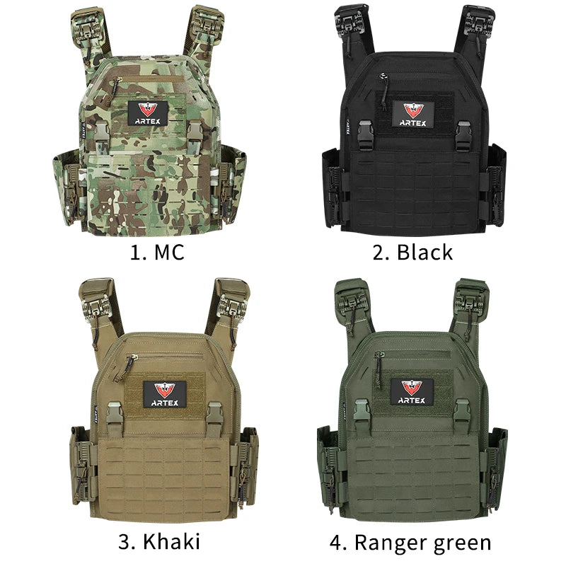 Gilet Tactique ARTEX - Gilet de Combat Léger à Libération Rapide - Porte-Plates 1000D en Polyester avec Système MOLLE - Chaleco Tactico - Gilet Militaire BLACKBEARD OUTDOOR INDUSTRIES