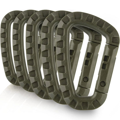 5 Pièces – Mousquetons Tactiques en Plastique 3,5" avec Clip Molle, Forme D, Fermeture à Ressort, Porte-Clés ITW, Outils EDC pour Camping, Randonnée et Activités de Plein Air - BLACKBEARD OUTDOOR INDUSTRIES