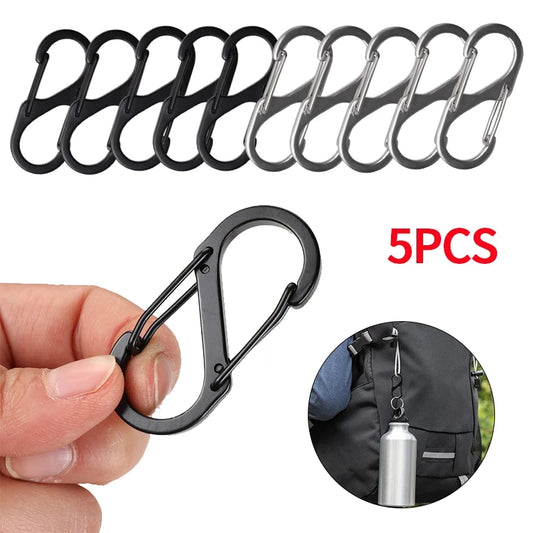 5PCS Mousquetons Tactiques en S – Mini Clip Aluminium Anti-Vol pour Camping & Randonnée - BLACKBEARD OUTDOOR INDUSTRIES