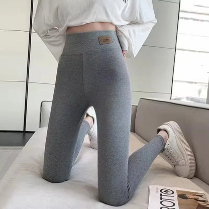 Legging Femme Taille Haute Gris Coton – Confort Slim Fit Grande Taille Automne et Toutes Saisons - BLACKBEARD OUTDOOR INDUSTRIES