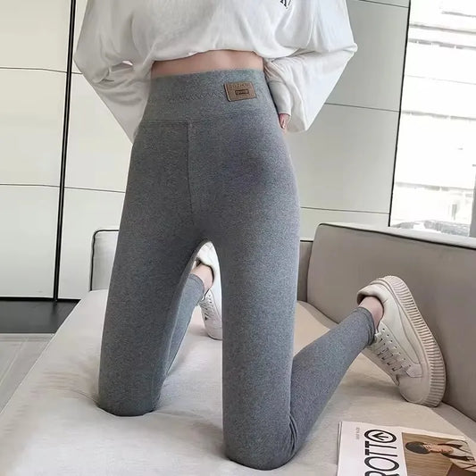 Legging Femme Taille Haute Gris Coton – Confort Slim Fit Grande Taille Automne et Toutes Saisons - BLACKBEARD OUTDOOR INDUSTRIES