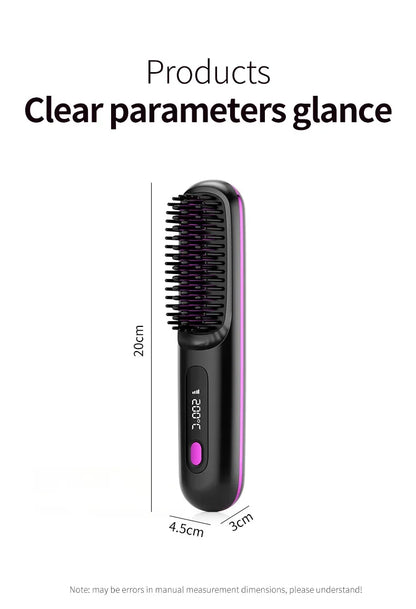 Peigne Lissant Électrique USB LCD avec Chauffage Céramique – Brosse Lissante Rechargeable Sans Fil avec Ions Négatifs - BLACKBEARD OUTDOOR INDUSTRIES
