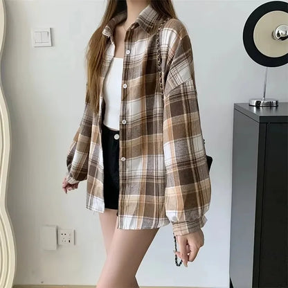 Chemise à Carreaux Femme – Style Vintage Preppy | Manches Longues | Coupe Ample | Automne / Toutes Saisons - BLACKBEARD OUTDOOR INDUSTRIES