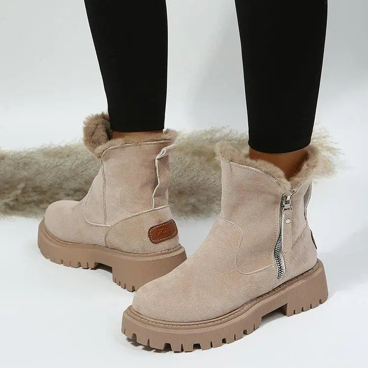 Bottes d'Hiver Femme 2024 - Bottes de Neige à Fourrure, Mi-Mollet, Imperméables et Chaudes, Bottes de Randonnée Extérieures pour Femme - BLACKBEARD OUTDOOR INDUSTRIES