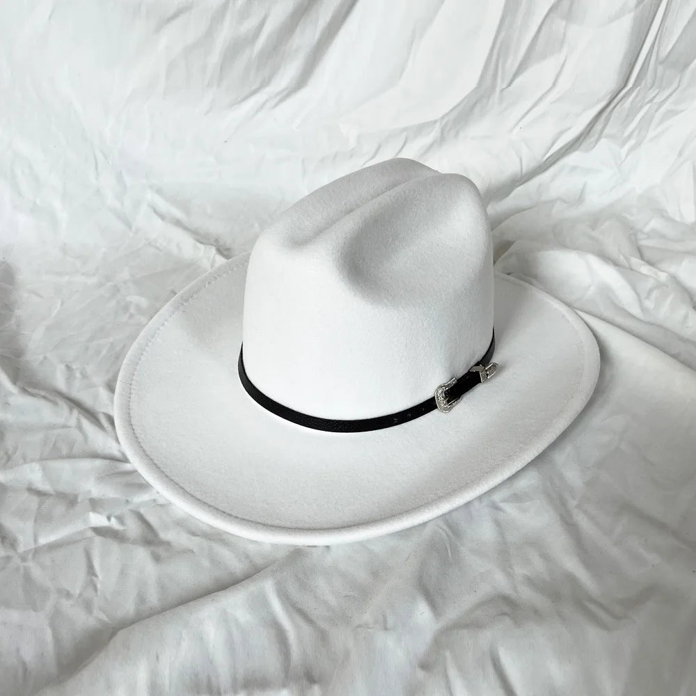 Chapeau Vintage Western Cowboy Unisexe – Style Gentleman & Cowgirl, Large Bord en Cuir – Jazz Cloche Sombrero Élégant pour Homme & Femme - BLACKBEARD OUTDOOR INDUSTRIES