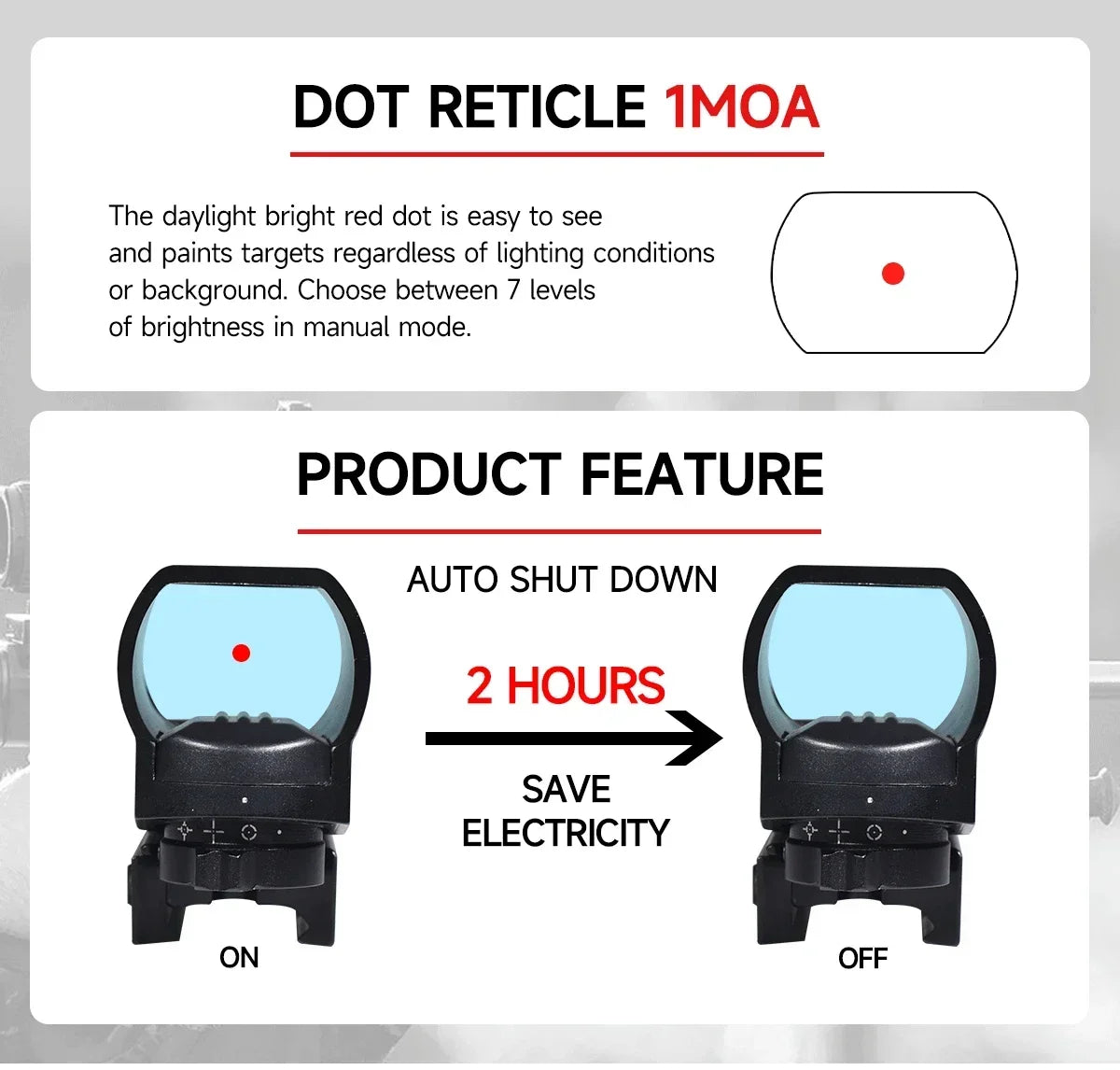 HD103 Red Dot Sight Rechargeable USB Type-C – 4 Réticules – Lunette de Visée Tactique pour Rail 20 mm - BLACKBEARD OUTDOOR INDUSTRIES