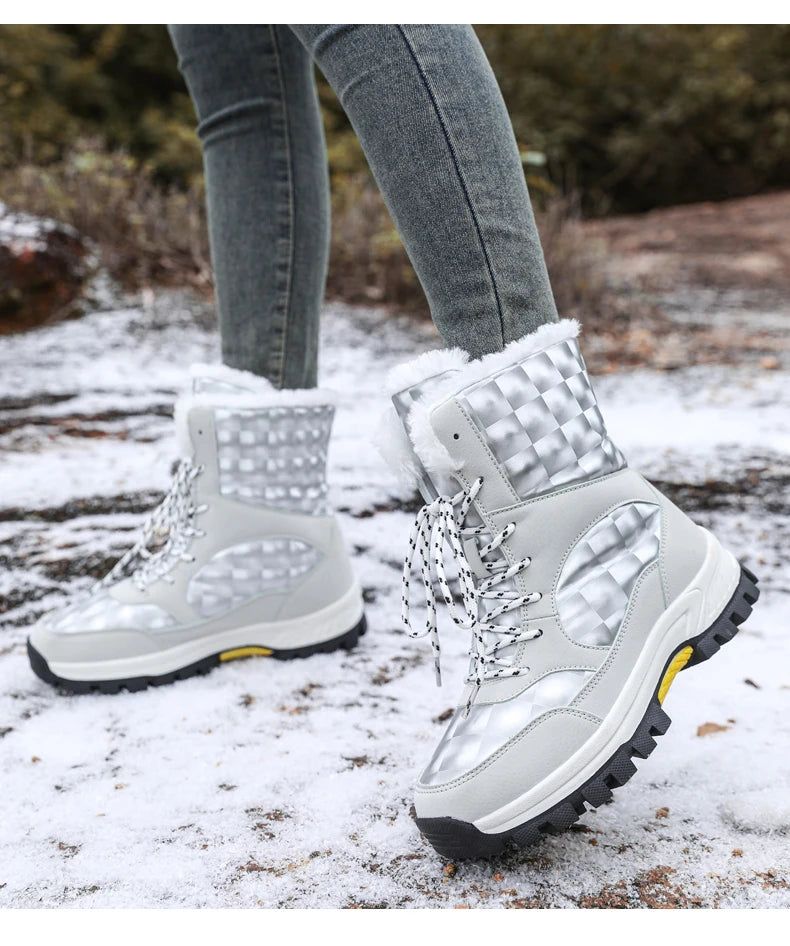 Bottes de Neige Femme Hiver 2024 – Sneakers Chaudes à Fourrure, Semelle Épaisse, Imperméables – Bottines Mi-mollet Outdoor - BLACKBEARD OUTDOOR INDUSTRIES