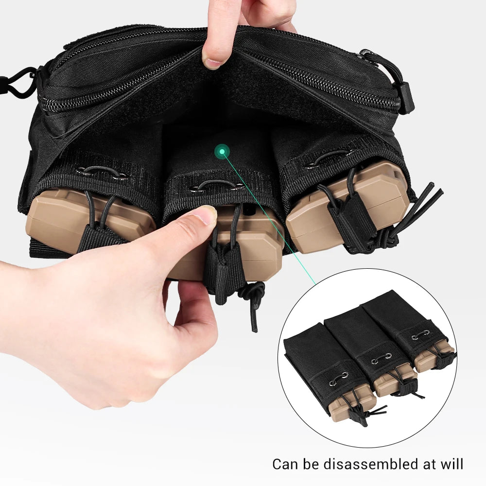 Tactical Triple Mag Pouches Molle Admin Pouch  -  Porte-chargeurs ouvert triple compatible .223/5.56mm & 7.62mm – Organisateur EDC polyvalent - BLACKBEARD OUTDOOR INDUSTRIES