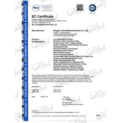 Califed Tube de Trachéostomie – PVC de Qualité Médicale, Stérilisé, Jetable avec Cuff Standard pour Hôpital Ma boutique
