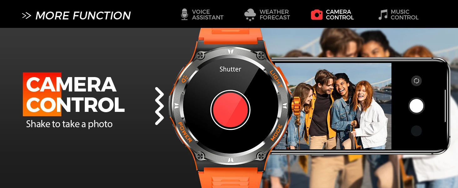 KT76 – Montre Connectée Sport Homme avec Boussole, Lampe LED et Suivi Santé - BLACKBEARD OUTDOOR INDUSTRIES