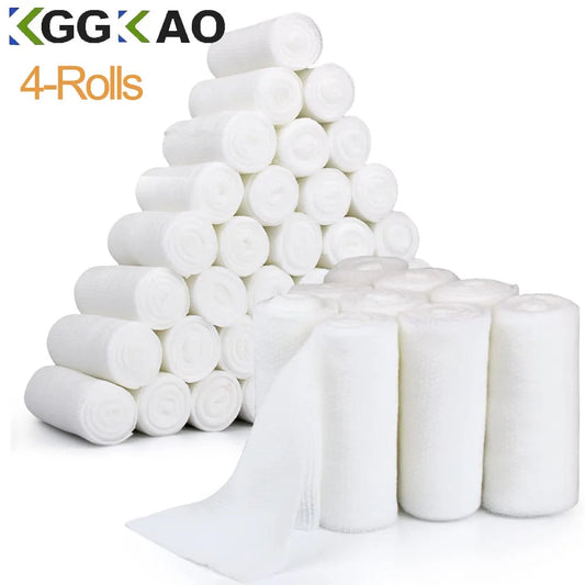 Bandages de Gaze Respirants - 4 Rouleaux - Fournitures de Premiers Secours Premium pour Aventuriers - Flexible - Bande de Pansement pour Soins des Plaies BLACKBEARD OUTDOOR INDUSTRIES