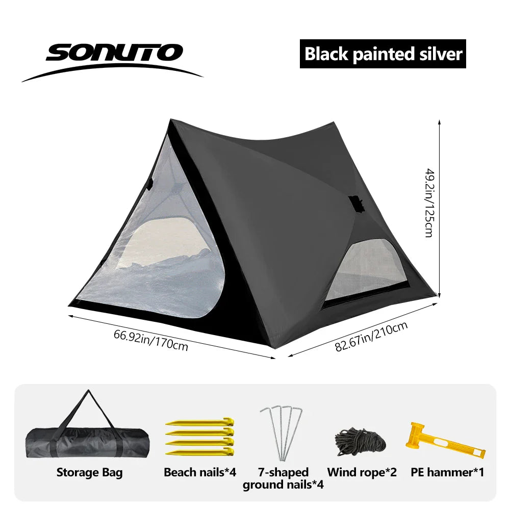 Tente de Camping Familiale 2-4 Personnes, Montage Rapide, Imperméable, Coupe-Vent, Protection Solaire, Portable, Légère, Oxford 210D, Plage d’Été - BLACKBEARD OUTDOOR INDUSTRIES