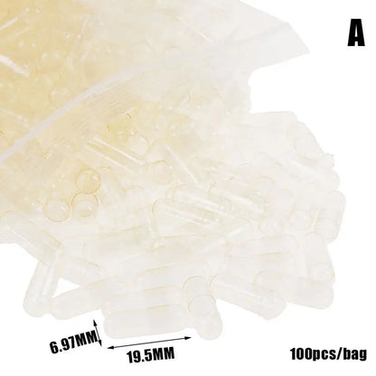 100PCS Capsules Vides en Gélatine Transparente - Taille Standard 00#, 0#, 1# Ma boutique
