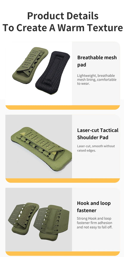 Coussin d’Épaule Tactique Respirant – 1 Pièce | Pad Amorti Antidérapant pour Sangle Sac à Dos, Gilet, Chest Rig, Bandoulière - BLACKBEARD OUTDOOR INDUSTRIES