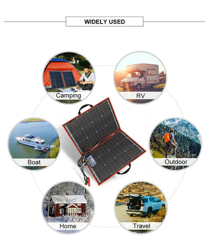 Dokio 100W Panneau Solaire Flexible et Pliant 18V avec Kit Contrôleur 12V – Idéal pour Camping, Voyage et VR - BLACKBEARD OUTDOOR INDUSTRIES