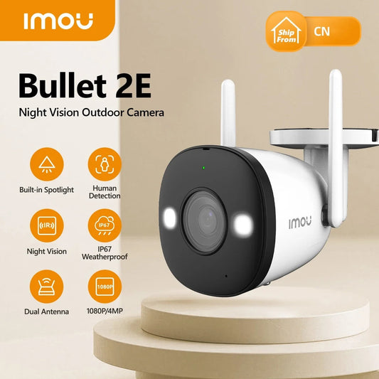 IMOU Bullet 2E – Caméra Extérieure 4MP QHD | Projecteur Intégré | Vision Nocturne Couleur | Détection Humaine | IP67 Étanche | WiFi 5G Ma boutique