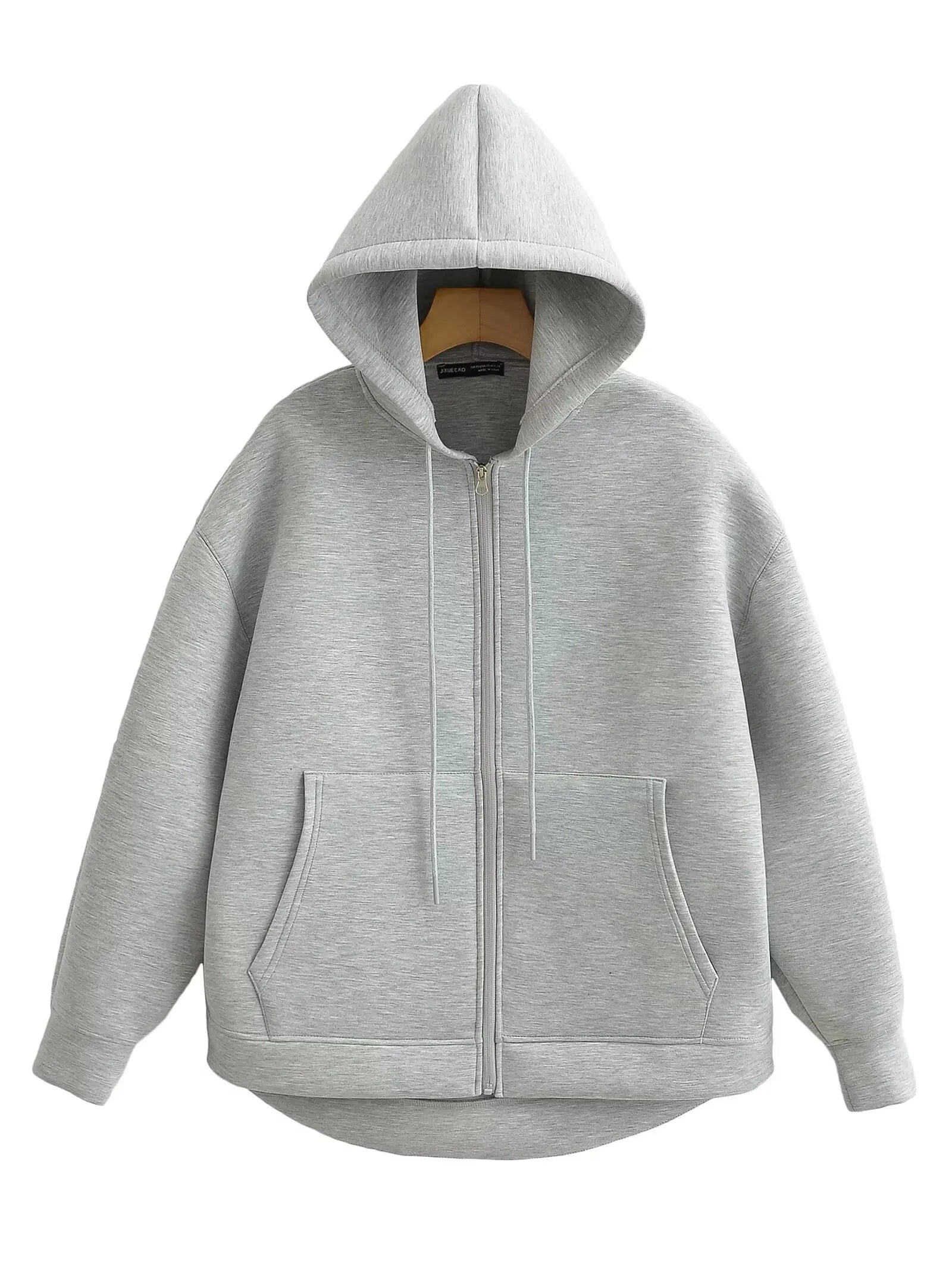 Veste à Capuche Grise femme - Manteau à Manches Longues avec Poches Spacieuses et Fermeture Éclair - Veste Décontractée et Légère pour Femme - BLACKBEARD OUTDOOR INDUSTRIES