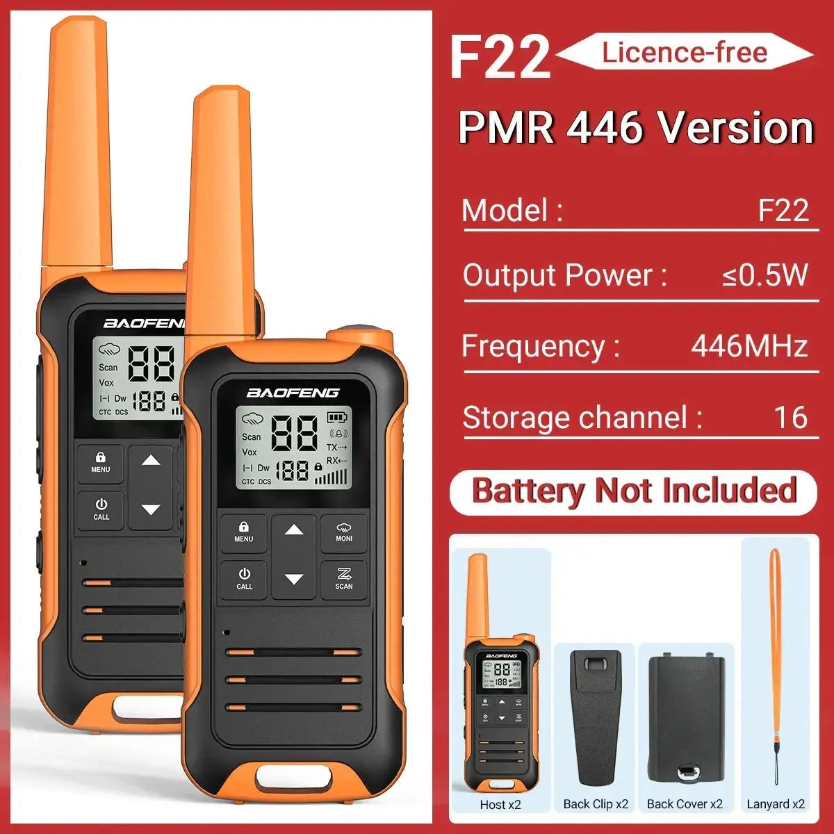 Baofeng F22 - Talkie-Walkie Portable PMR/FRS - Longue Portée et Multifonctions Ma boutique