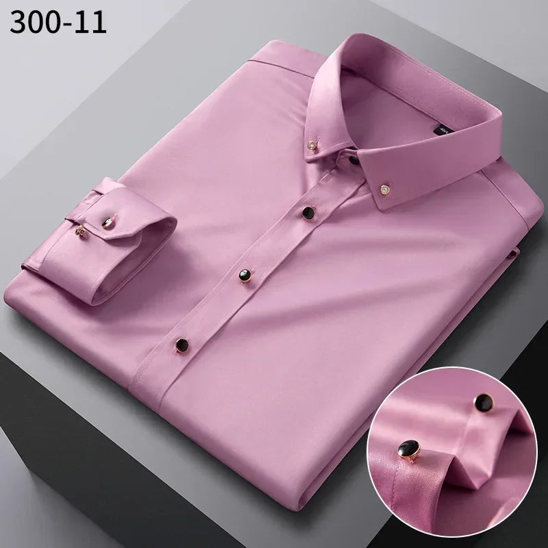 Chemise Homme de Qualité, Manches Longues, Élastique, Confortable et Anti-Retouche – Chemise Business Slim Fit Coréenne BLACKBEARD OUTDOOR INDUSTRIES