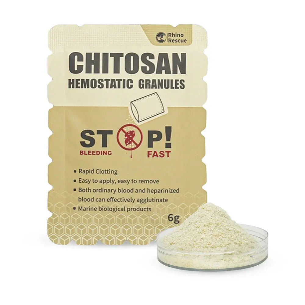 Poudre Hémostatique Granulée au Chitosane – RHINO RESCUE – 6g / 15g – Contrôle Rapide des Saignements Ma boutique