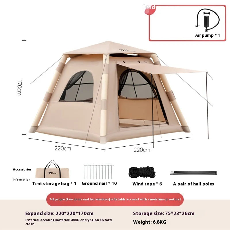 Tente Gonflable Lohascamping pour 4-5 Personnes - Air Shelter Dome Tent - BLACKBEARD OUTDOOR INDUSTRIES