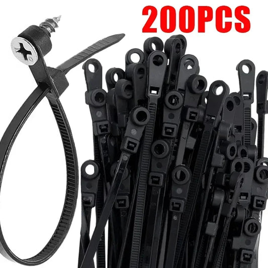 Serre-Câbles Nylon avec Trou de Vis – Lot de 100 ou 200 Pièces Attaches Auto-Bloquantes pour Câbles, Fils et Organisation DIY Bureau & Maison - BLACKBEARD OUTDOOR INDUSTRIES