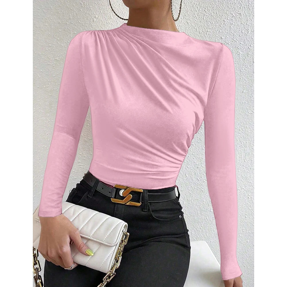 T-shirt Femme Manches Longues à Volants | Style Casual Chic | Col Rond | Mia Muse – Automne / Hiver - BLACKBEARD OUTDOOR INDUSTRIES