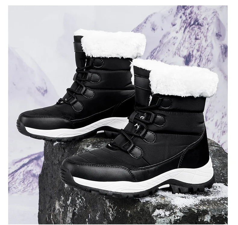 Bottes de Neige Femme Hiver 2024 – Sneakers Chaudes à Fourrure, Semelle Épaisse, Imperméables – Bottines Mi-mollet Outdoor - BLACKBEARD OUTDOOR INDUSTRIES