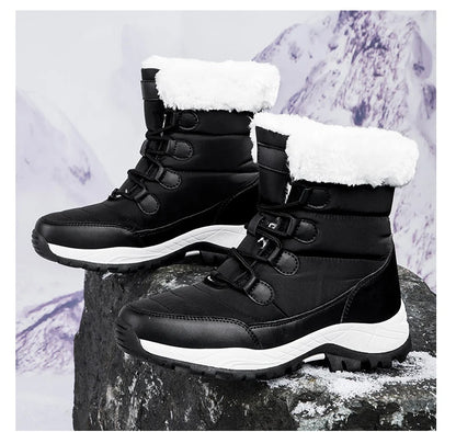 Bottes de Neige Femme Hiver 2024 – Sneakers Chaudes à Fourrure, Semelle Épaisse, Imperméables – Bottines Mi-mollet Outdoor - BLACKBEARD OUTDOOR INDUSTRIES