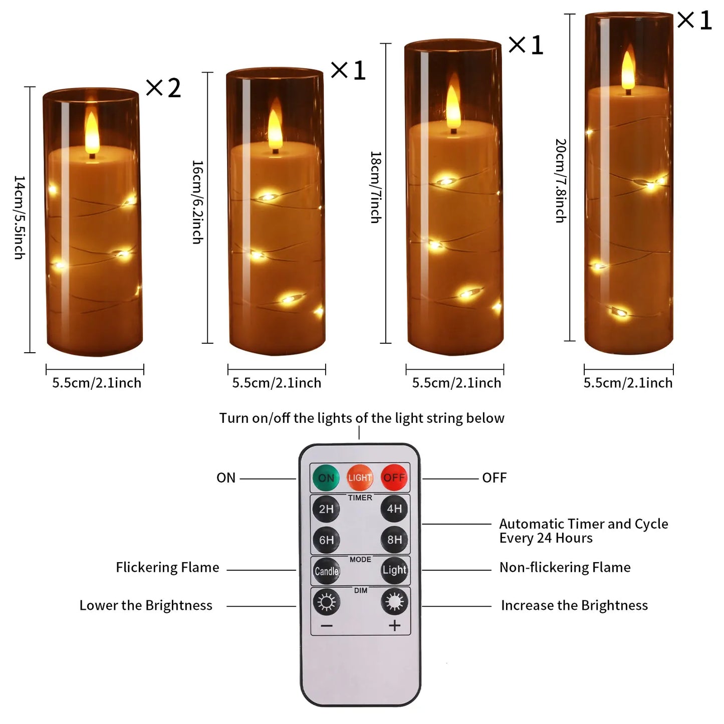 Set de 10/20 Bougies Sans Flamme avec Lumières LED en Fil de Câble et Télécommande - Bougies Pilier à Minuterie pour Décoration Intérieure - BLACKBEARD OUTDOOR INDUSTRIES