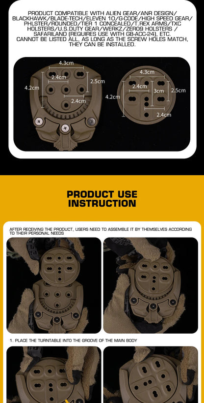 Adaptateur de Base Nylon 360° pour Support de Rotation MOLLE BLACKBEARD OUTDOOR INDUSTRIES
