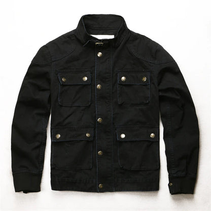 Casual Camouflage Cargo Jacket Mens Cotton Multi Pocket Tactical Coats Stand Collar Fashion Vintage Autumn Bomber Outwear BLACKBEARD OUTDOOR INDUSTRIES