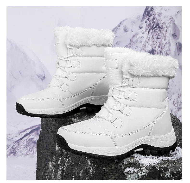 Bottes de Neige Femme Hiver 2024 – Sneakers Chaudes à Fourrure, Semelle Épaisse, Imperméables – Bottines Mi-mollet Outdoor - BLACKBEARD OUTDOOR INDUSTRIES