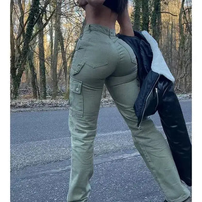 Jean Taille Haute Élastique Femme – Jean Cargo Détente en Denim, Poches Pratiques – Pantalon Slim et Confortable pour le Travail et les Loisirs - BLACKBEARD OUTDOOR INDUSTRIES
