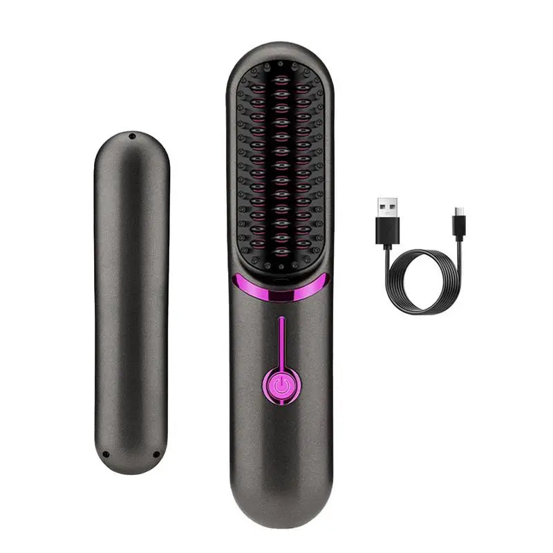 Brosse Lissante Sans Fil – Brosse Chauffante Anti-Frisottis Portable avec Batterie Rechargeable | Idéale pour Voyage & Maison - BLACKBEARD OUTDOOR INDUSTRIES