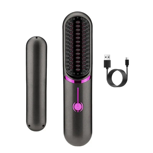 Brosse Lissante Sans Fil – Brosse Chauffante Anti-Frisottis Portable avec Batterie Rechargeable | Idéale pour Voyage & Maison - BLACKBEARD OUTDOOR INDUSTRIES