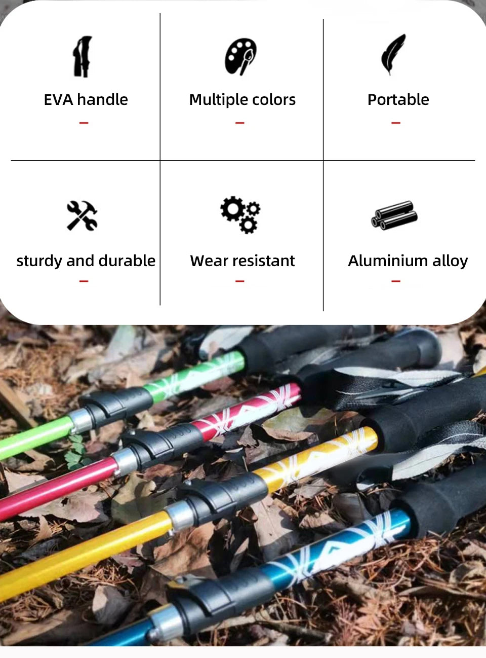 Bâton de Randonnée Pliable 5 Sections – PACOONE | Léger, Télescopique & Portable – 130 cm - BLACKBEARD OUTDOOR INDUSTRIES