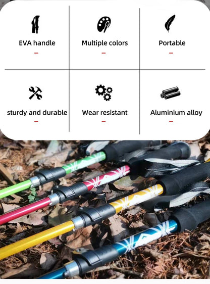 Bâton de Randonnée Pliable 5 Sections – PACOONE | Léger, Télescopique & Portable – 130 cm - BLACKBEARD OUTDOOR INDUSTRIES